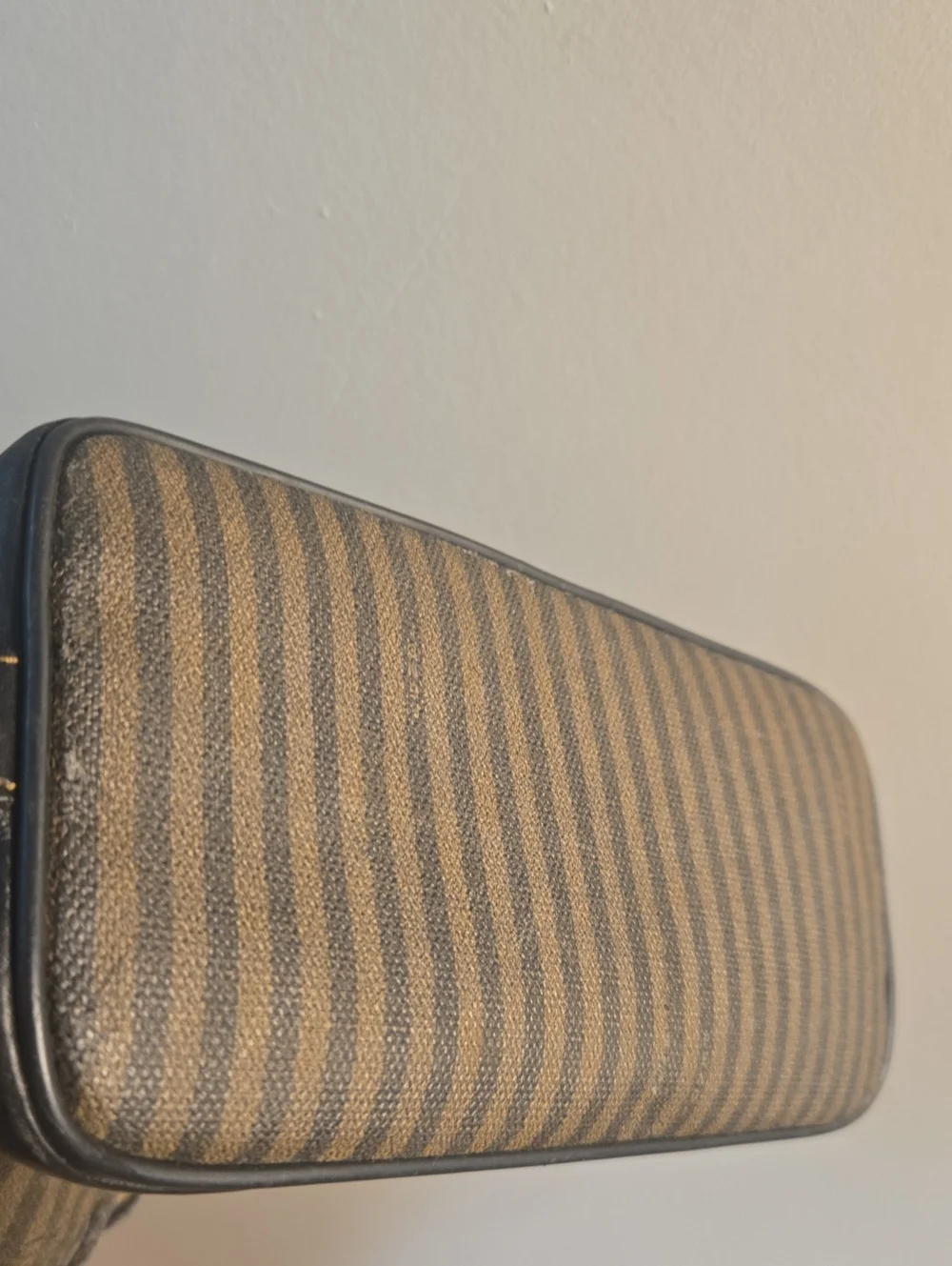 Fendi Brown Striped Canvas Drawstring Crossbody Bag with Pouch